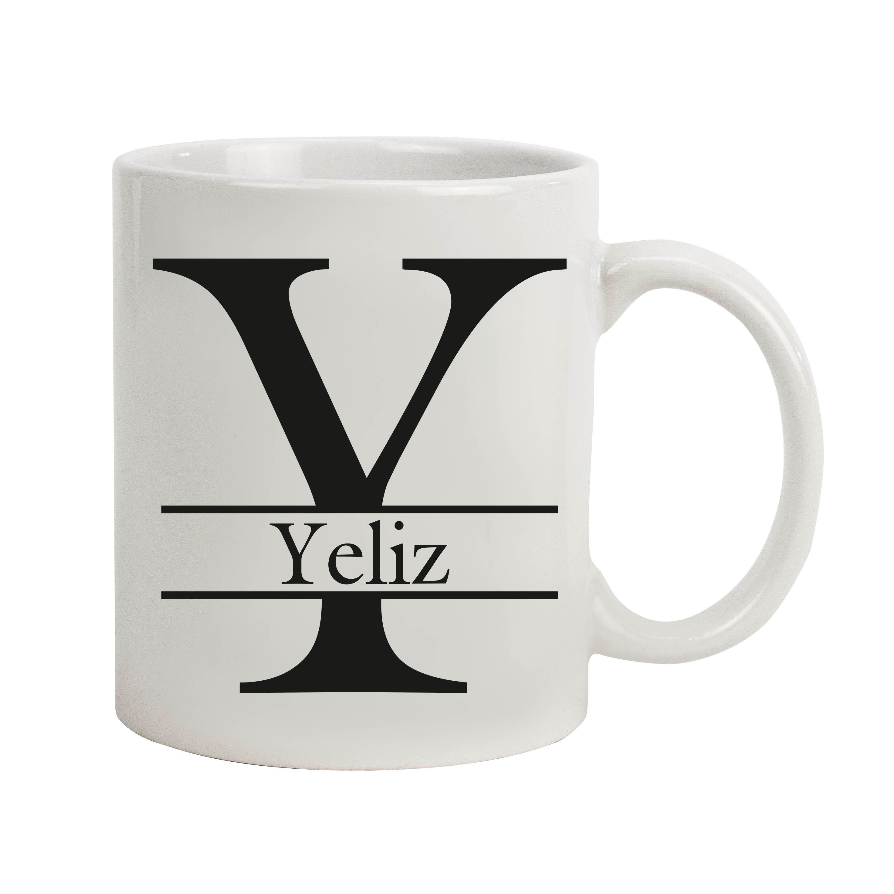 İsme Özel Kupa Bardak - Siyah Çizgi Detaylı