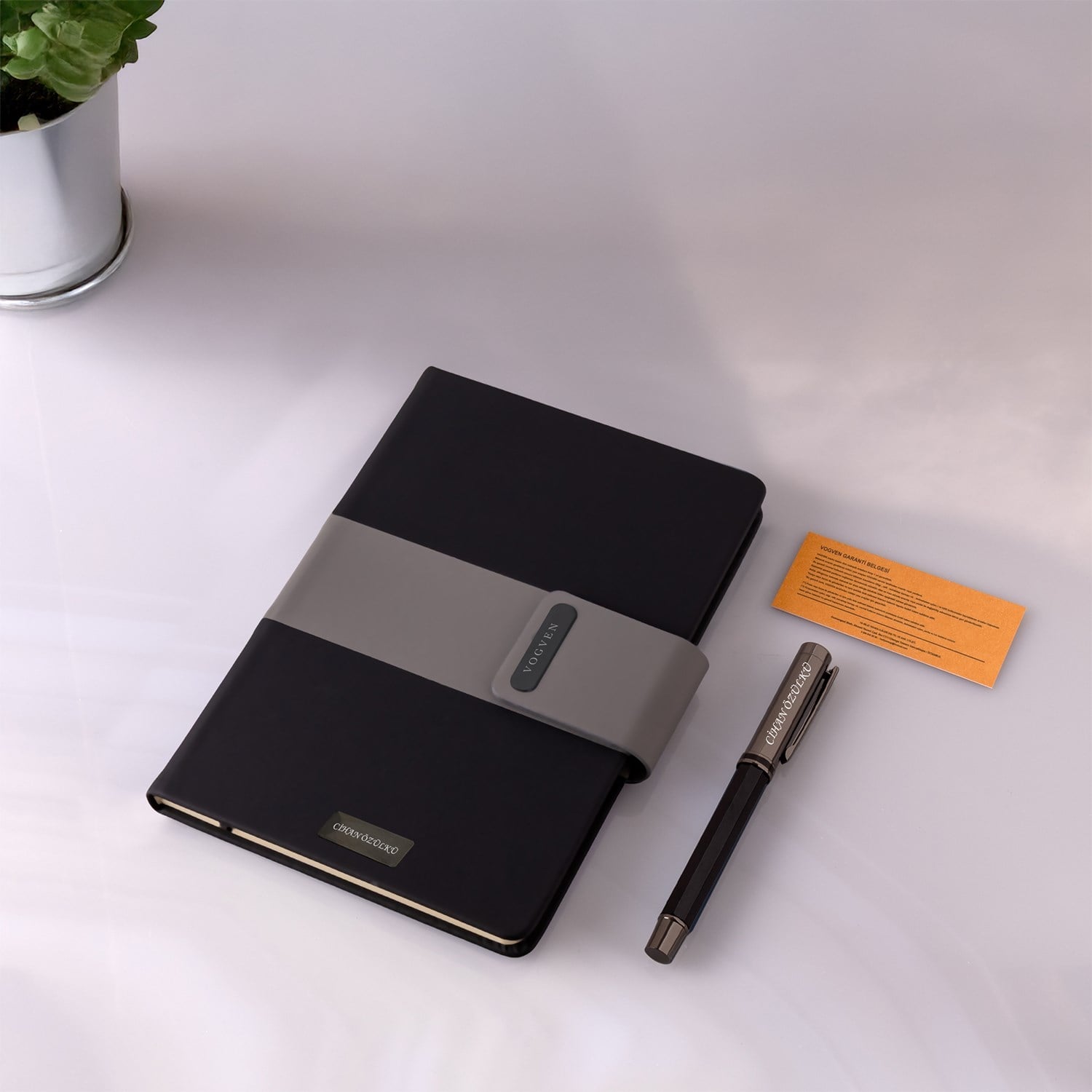 İsme Özel Lux Defter ve Roller Kalem Seti Tasarım Kutulu-Renk Seçenekli