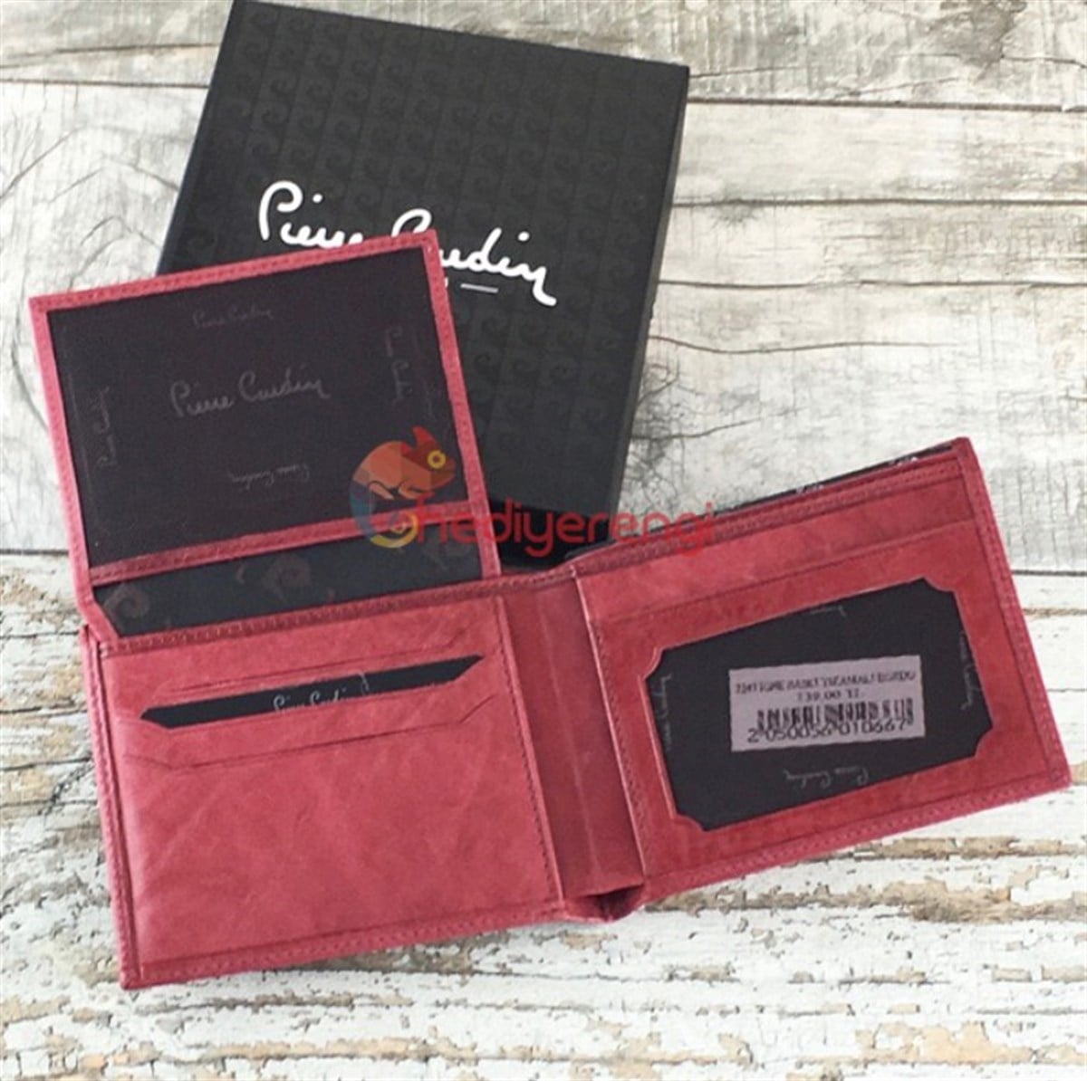 İsme Özel Pierre Cardin İğne Baskılı Deri Cüzdan Bordo P2243B