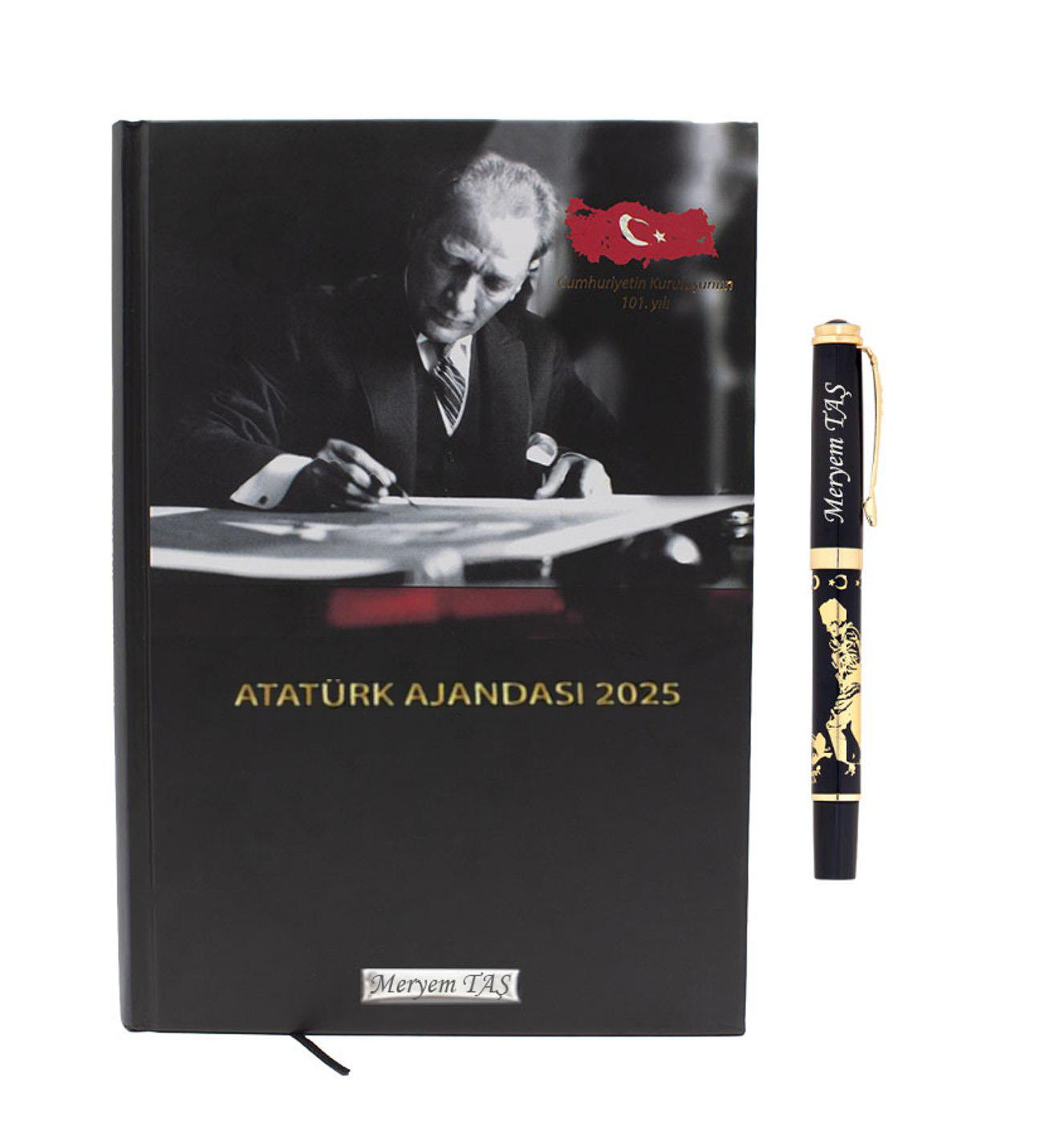 İsme Özel Premium 2025 Atatürk Ajandası ve Roller Kalem Seti