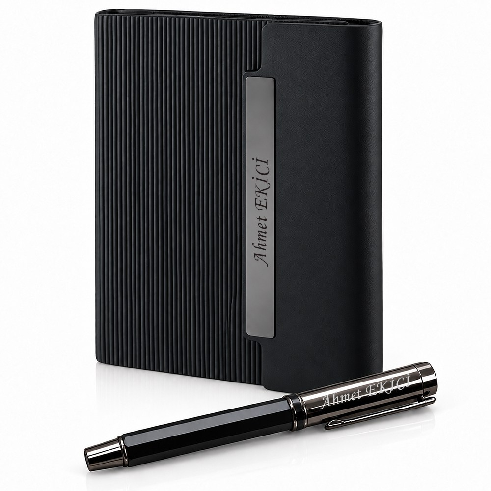 İsme Özel Premium Defter ve Roller Kalem Seti Tasarım Kutulu-Renk Seçenekli