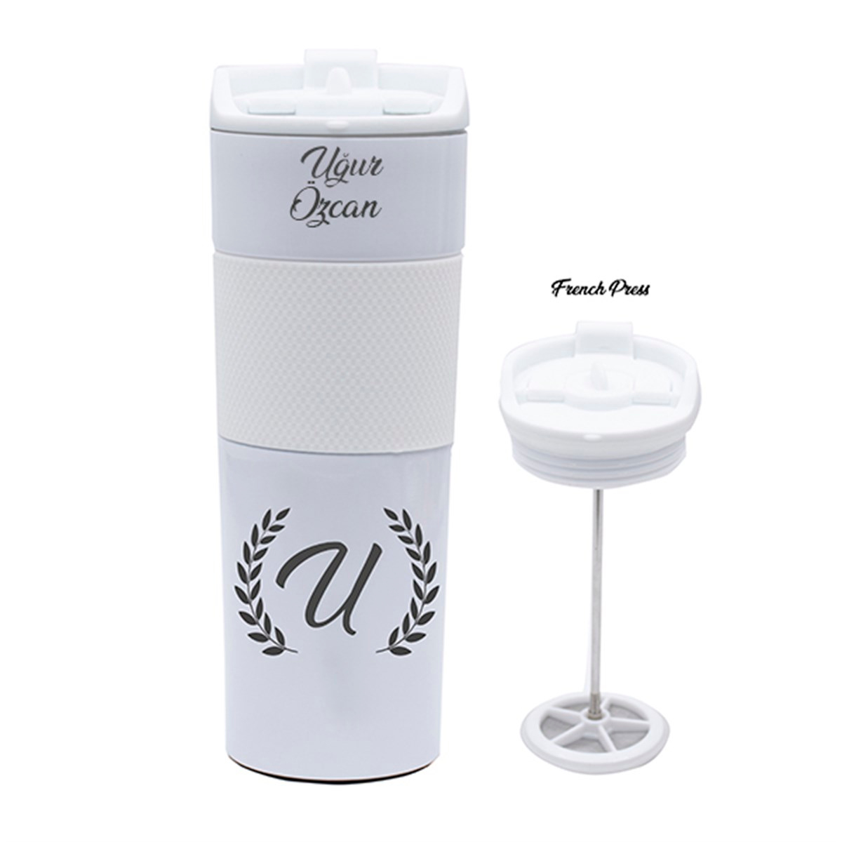 İsme Özel Premium French Press Çelik Termos 500 ML M1