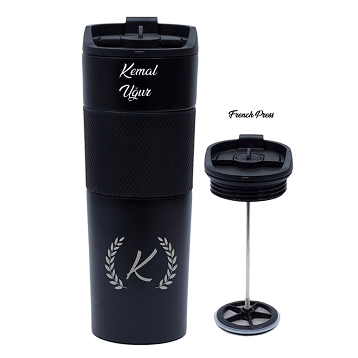 İsme Özel Premium French Press Çelik Termos 500 ML M1