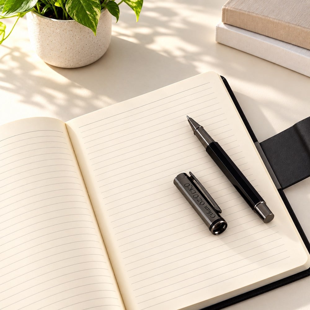 İsme Özel Premium Mat Defter ve Roller Kalem Seti Tasarım Kutulu-Renk Seçenekli