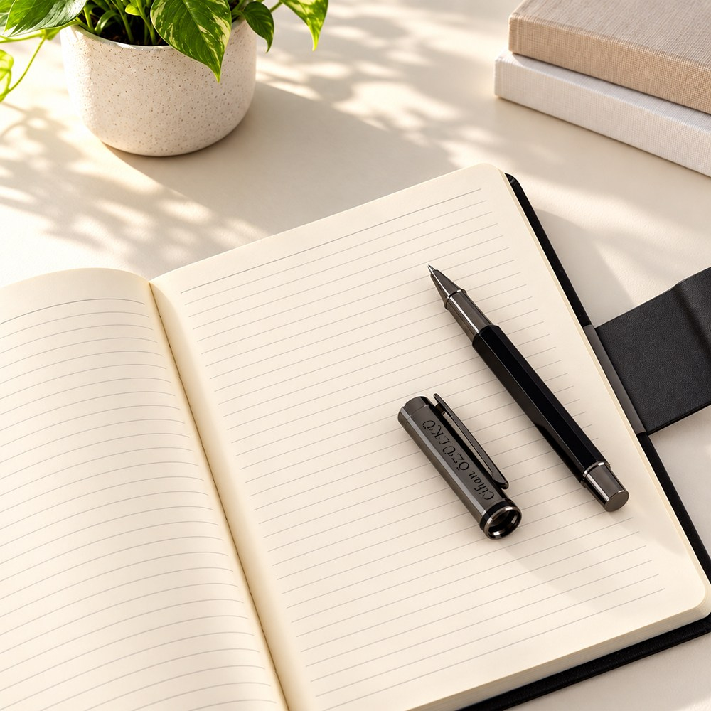 İsme Özel Premium Mat Defter ve Roller Kalem Seti Tasarım Kutulu-Renk Seçenekli