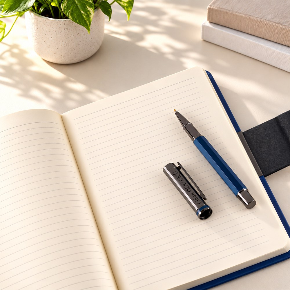 İsme Özel Premium Mat Defter ve Roller Kalem Seti Tasarım Kutulu-Renk Seçenekli