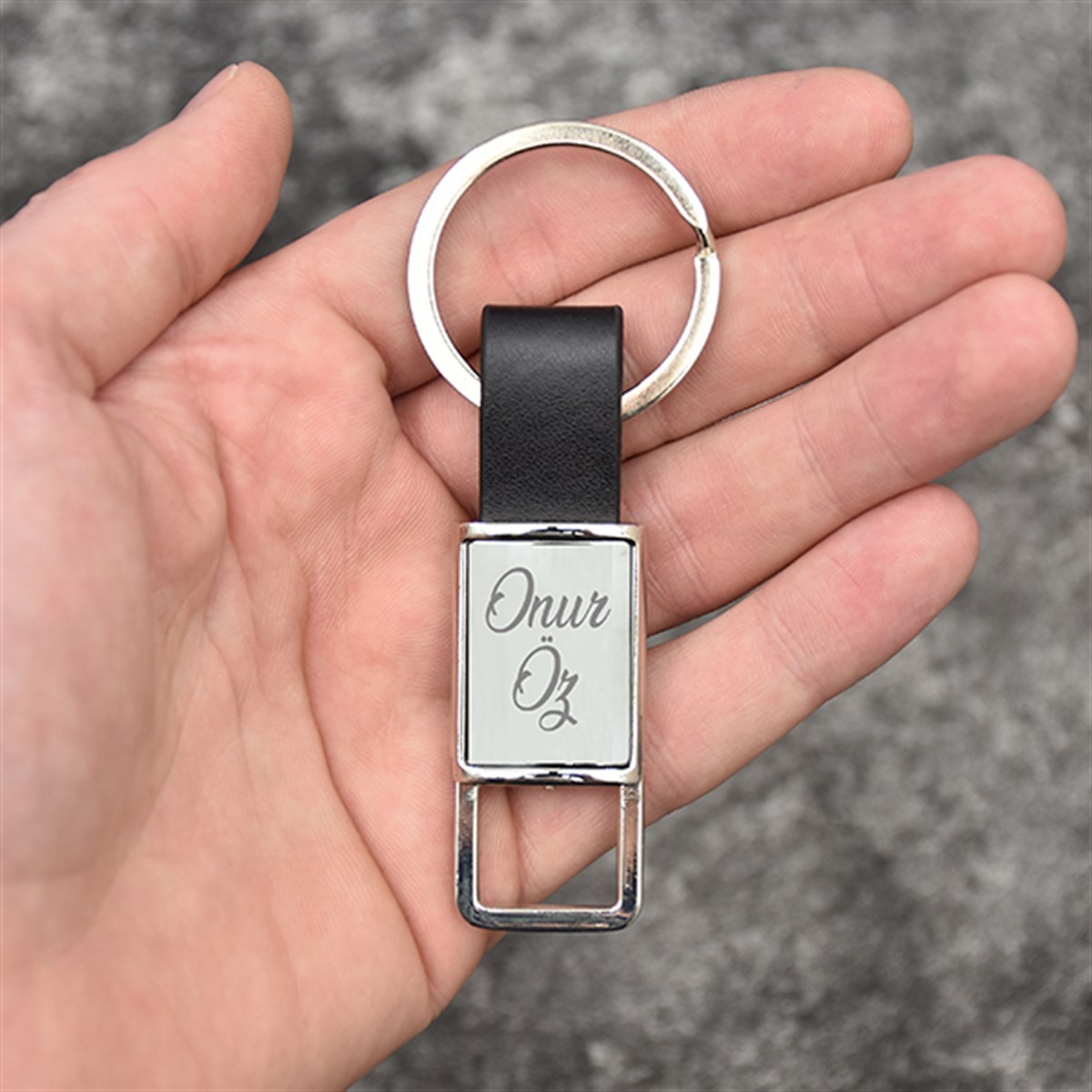 İsme Özel Premium Metal Ayrıntılı Deri Anahtarlık