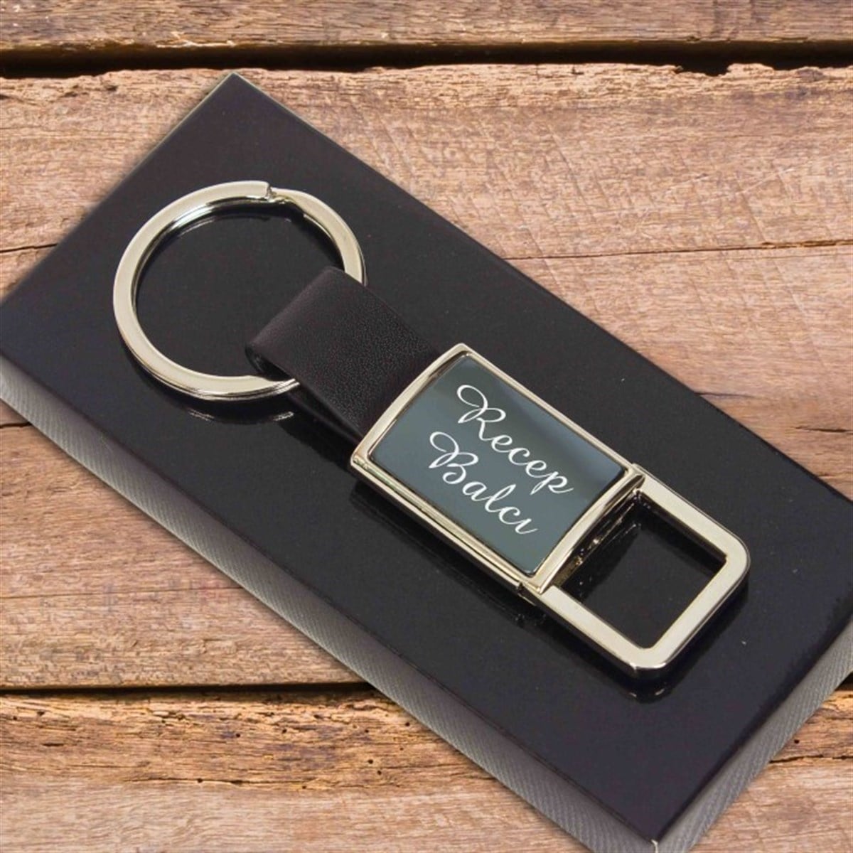 İsme Özel Premium Metal Ayrıntılı Deri Anahtarlık