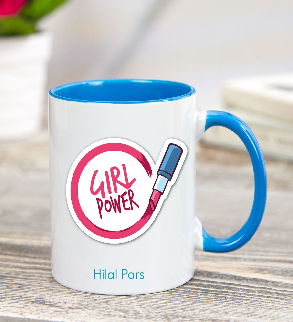 İsme Özel Renkli Kulp Kupa Bardak - Girl Power Temalı
