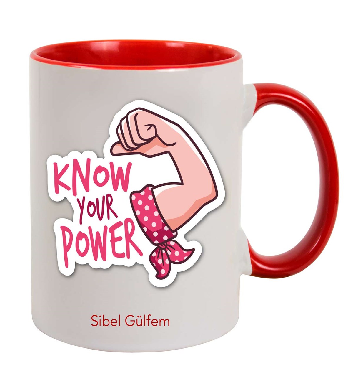 İsme Özel Renkli Kulp Kupa Bardak - Know Your Power Temalı
