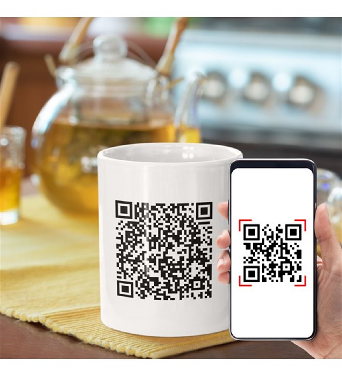 İsme Özel Renkli Kulp Kupa Bardak - QR Kod Okutma Tasarımlı