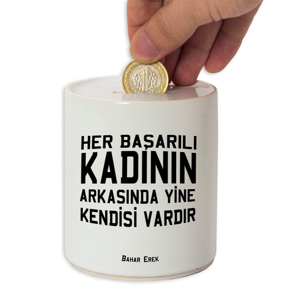 İsme Özel Seramik Kumbara - Başarılı Kadın