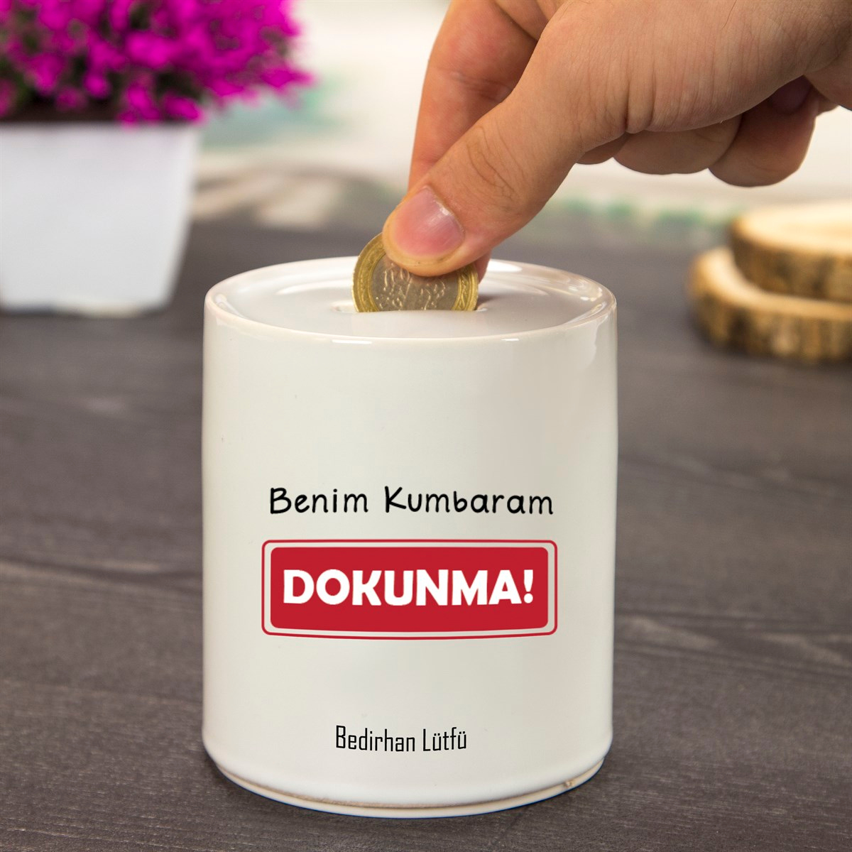 İsme Özel Seramik Kumbara - Benim Kumbaram Dokunma