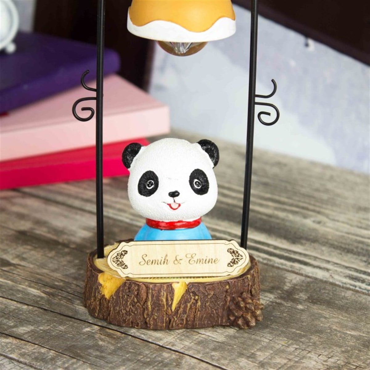 İsme Özel Sevimli Panda Temalı Işıklı Biblo