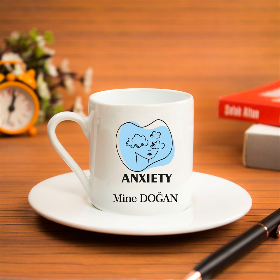 İsme Özel Türk Kahvesi Fincanı Seti - Anxiety