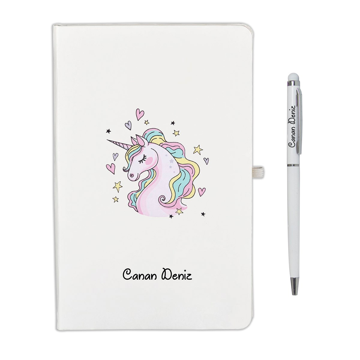İsme Özel Unicorn Temalı Defter Kupa Bardak ve Kalem Seti