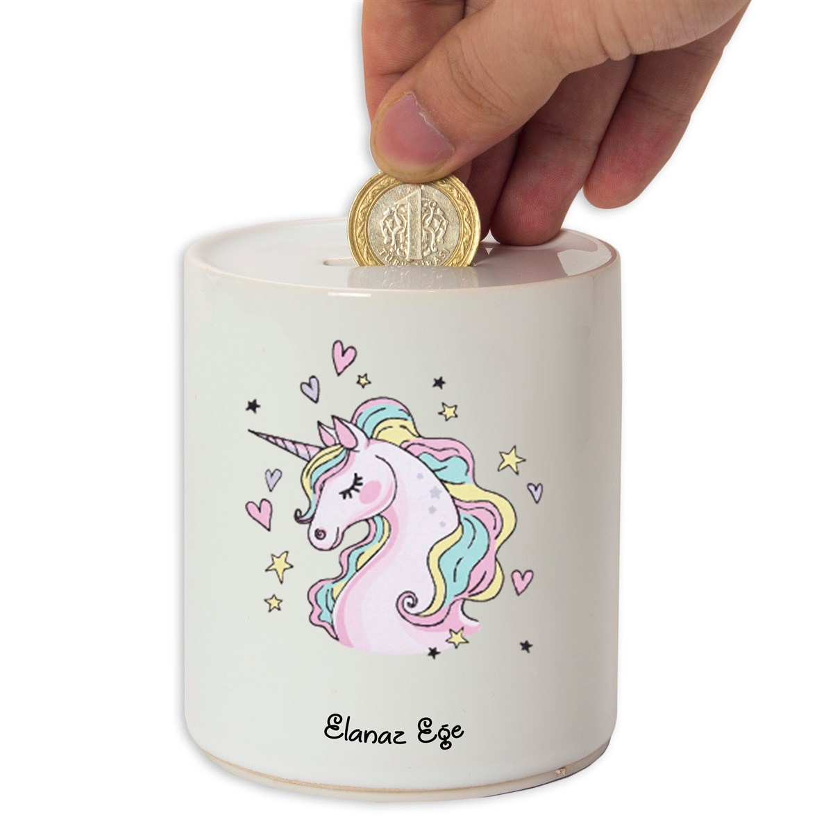 İsme Özel Unicorn Temalı Seramik Kumbara