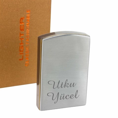 İsme Özel Usb Şarjlı Rezistanslı​ Metal Çakmak Füme
