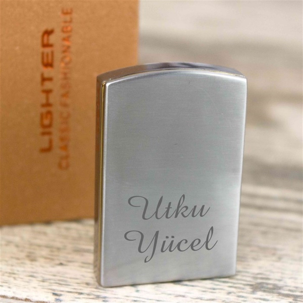 İsme Özel Usb Şarjlı Rezistanslı​ Metal Çakmak Füme