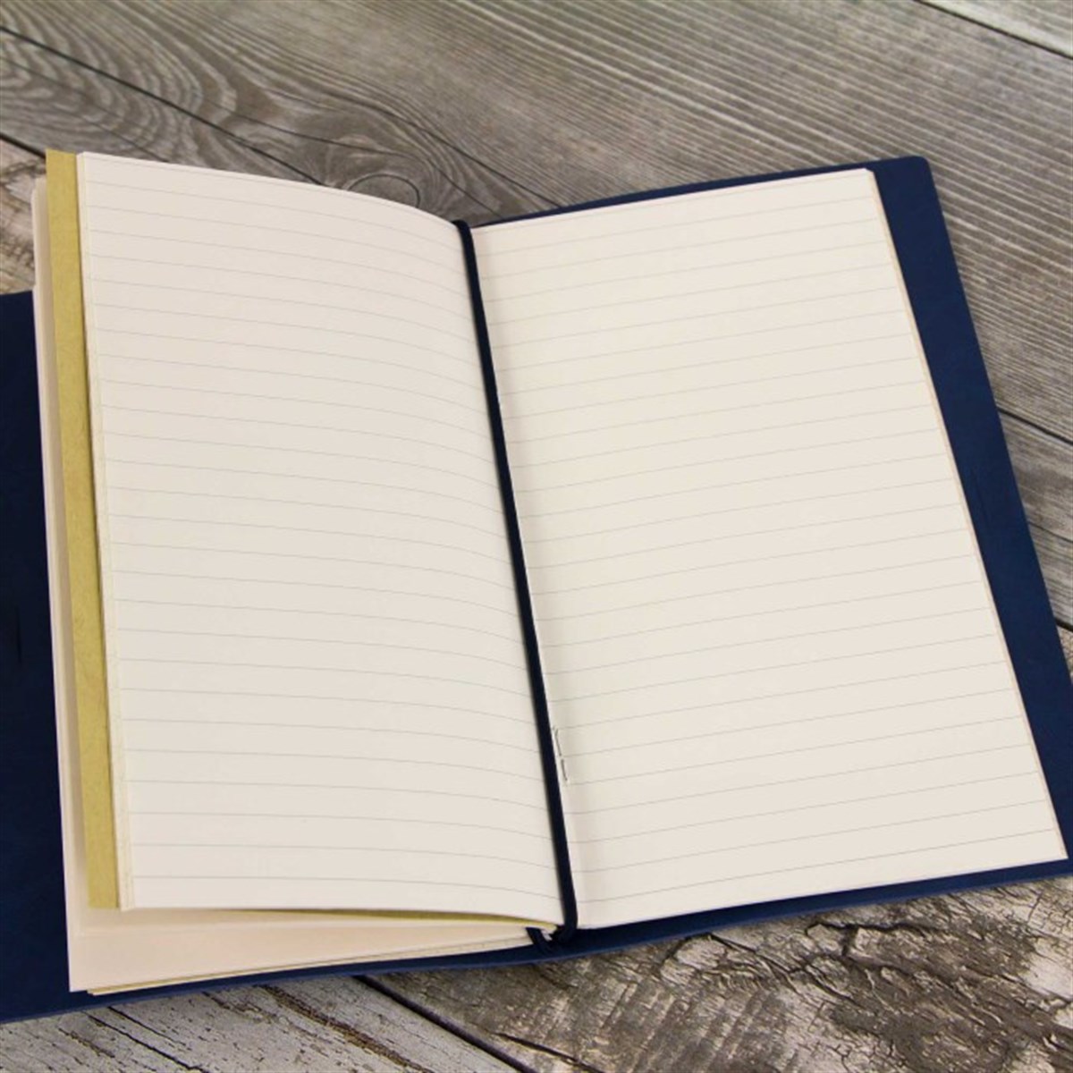 İsme Özel Vintage Deri Defter Anahtarlık ve Kalem Seti - Lacivert