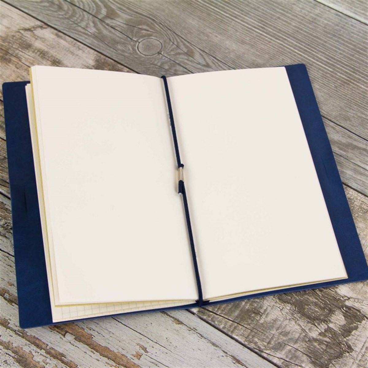 İsme Özel Vintage Deri Defter Anahtarlık ve Kalem Seti - Lacivert