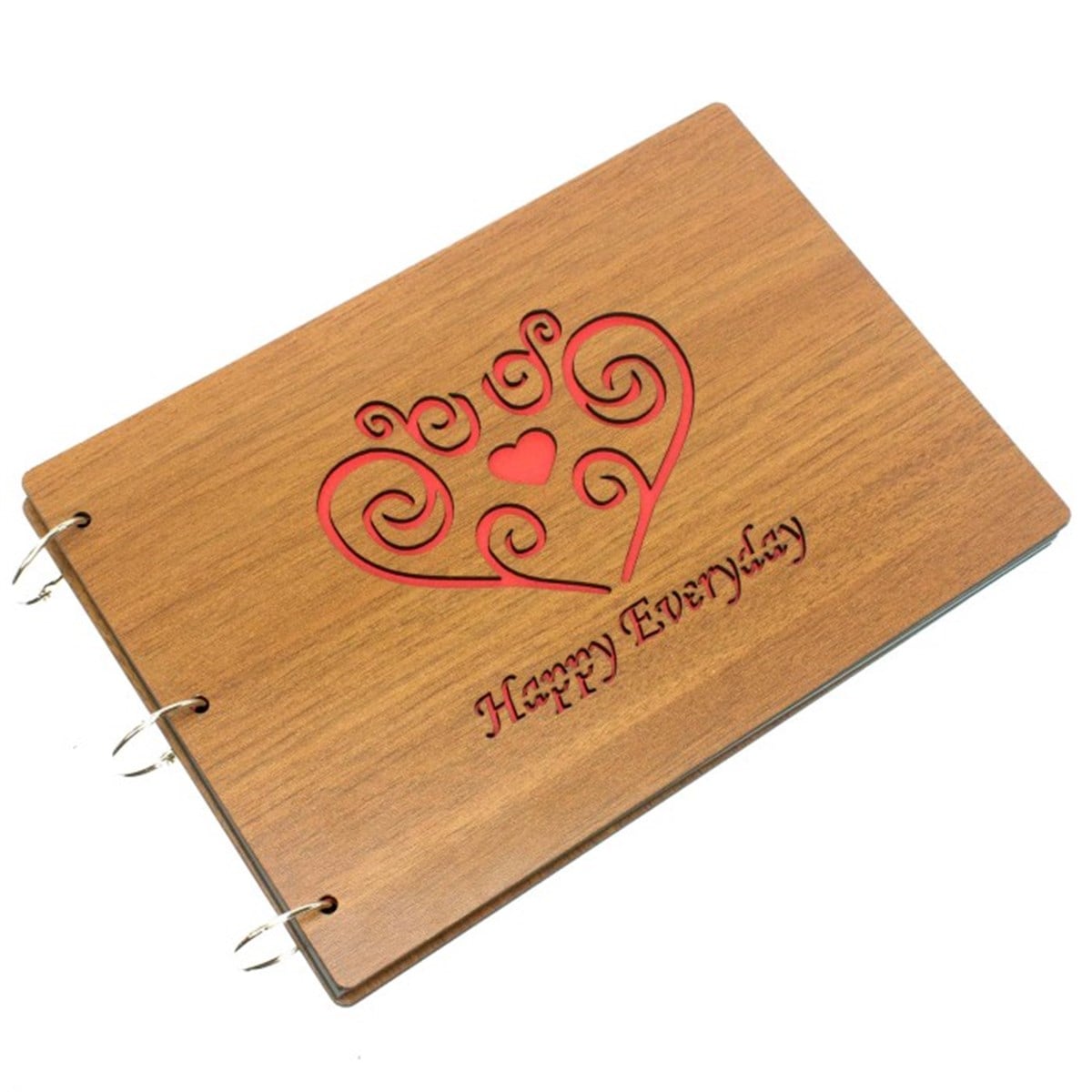 Kalp Desenli Ahşap Kendin Yap Albüm Defter Happy Everyday