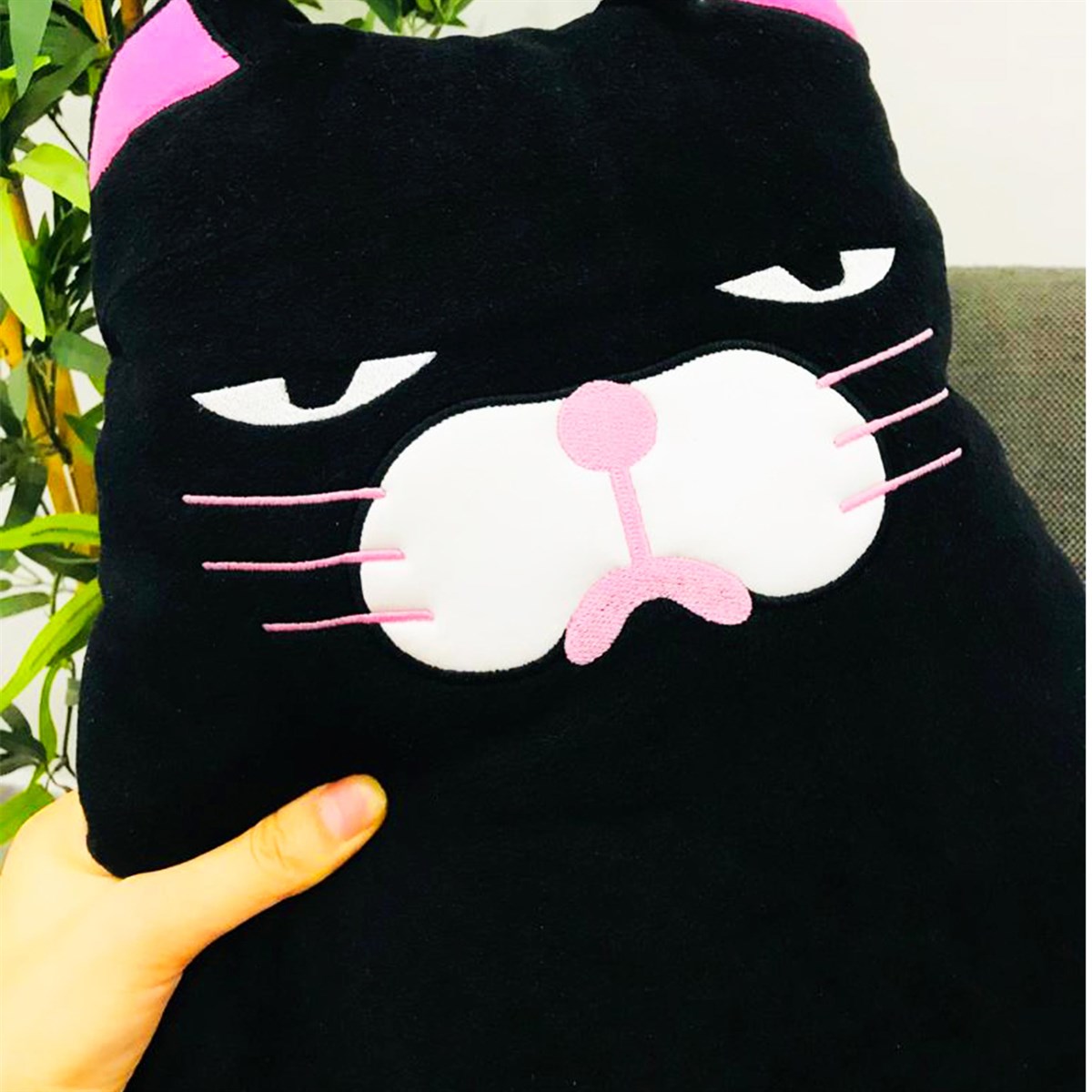 Kara Kedi Peluş Yastık