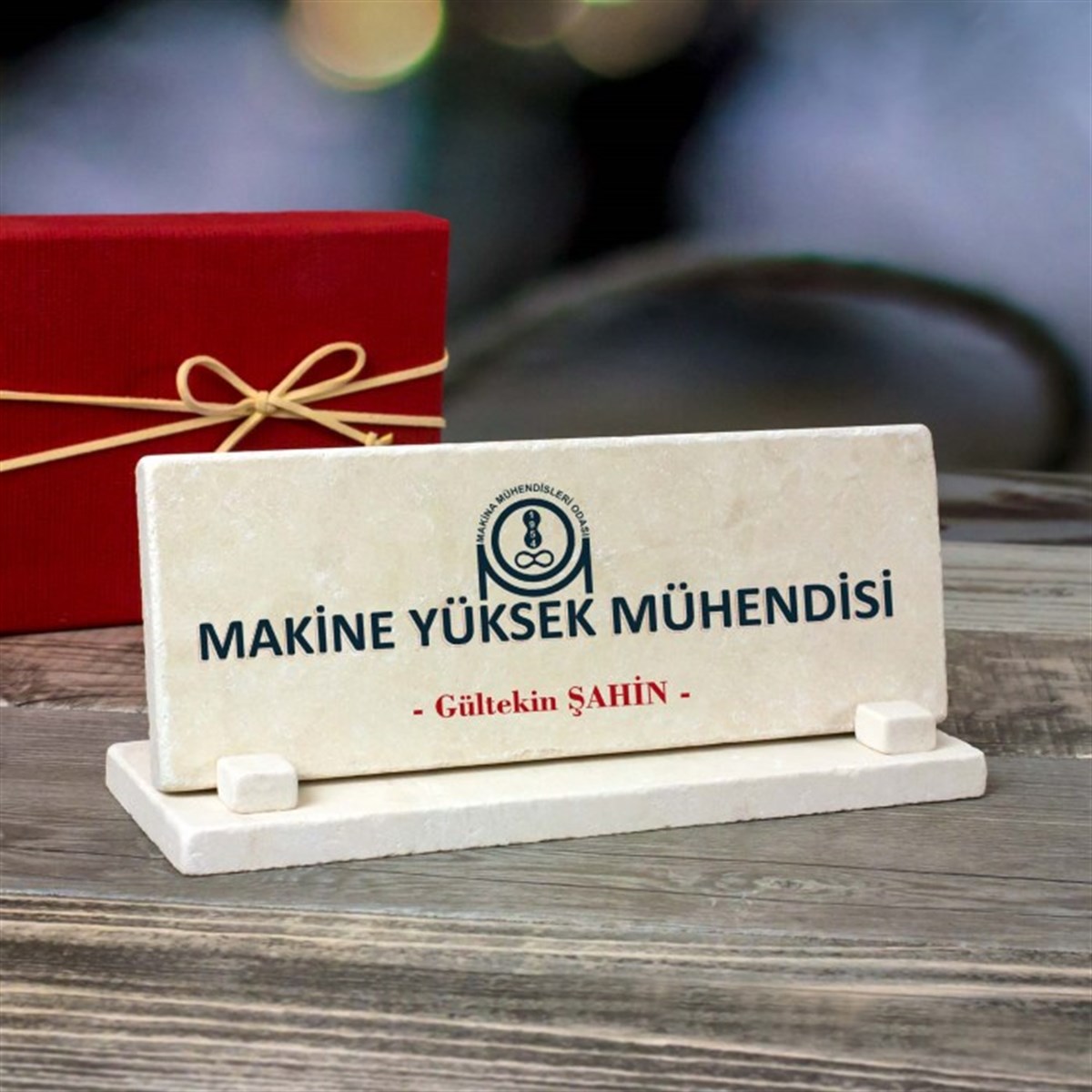 Kişiye Özel Baskılı Masaüstü Dikdörtgen İsimlik - Makine Mühendisi