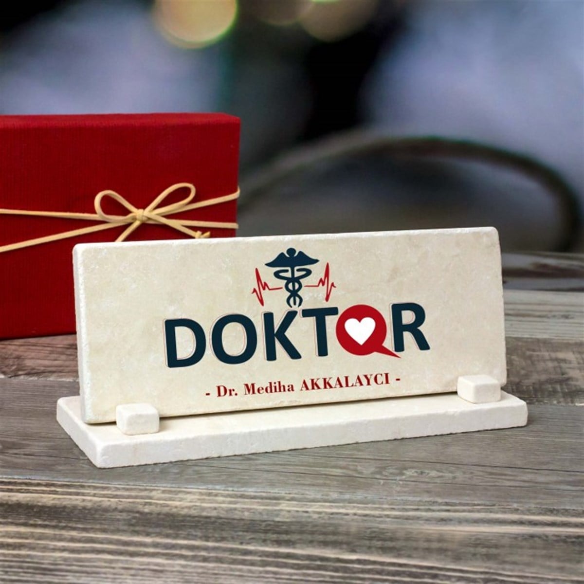 Kişiye Özel Baskılı Masaüstü Dikdörtgen İsimlik - Doktor