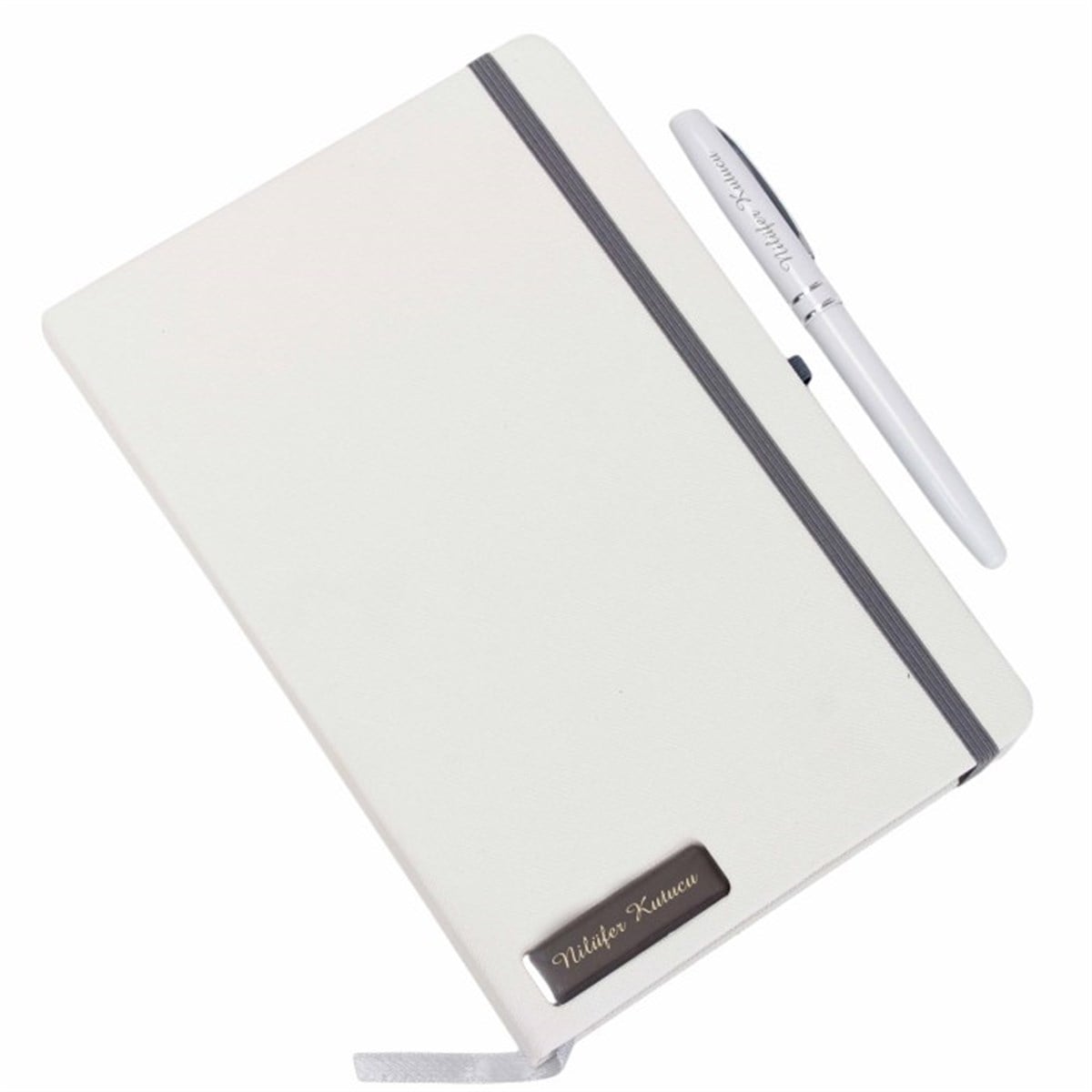 Kişiye Özel Beyaz Defter Kalem Seti