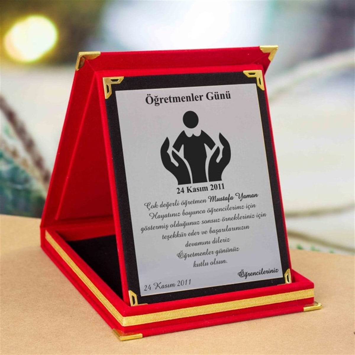 Kişiye Özel Öğretmenler Günü Temalı Büyük Boy Plaket M1