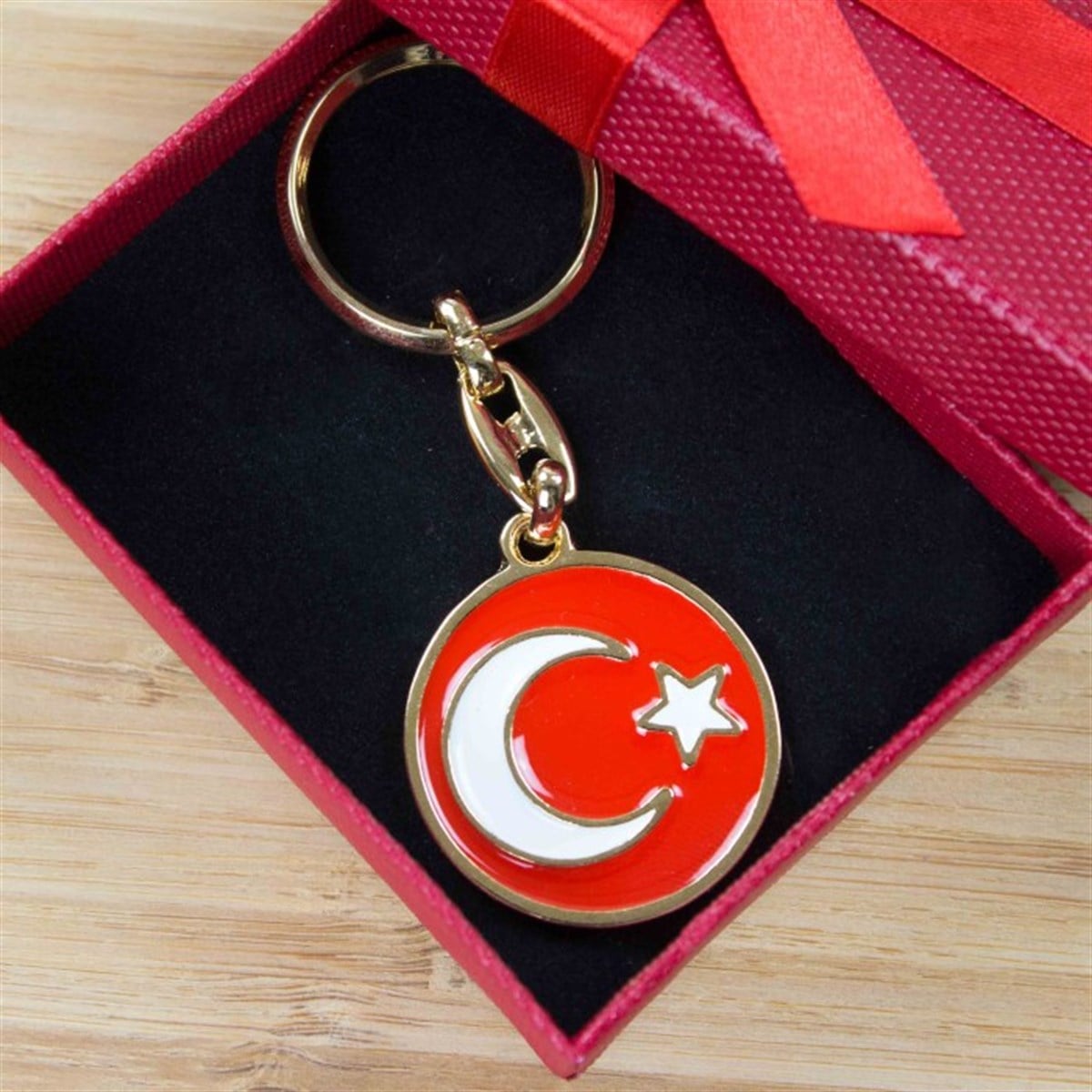 Kişiye Özel Türk Bayrağı Tasarımlı Metal Anahtarlık 
