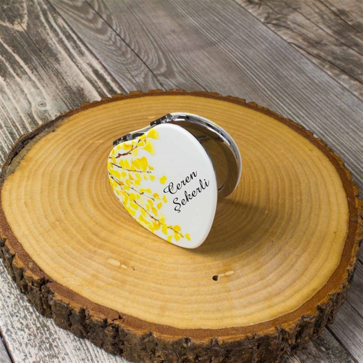 Kişiye Özel Turuncu Defter Ayna ve Kalem Seti Tasarım Kutulu