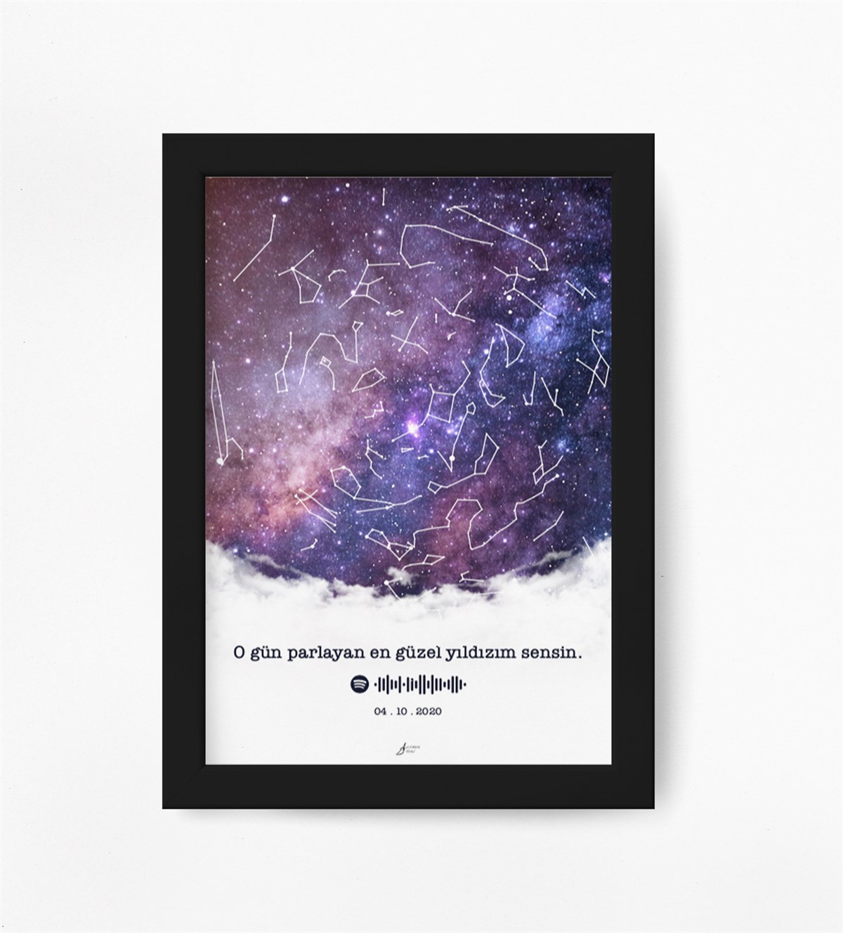 Kişiye Özel Yıldız Haritası Çerçeveli Tablo Model:Andromeda