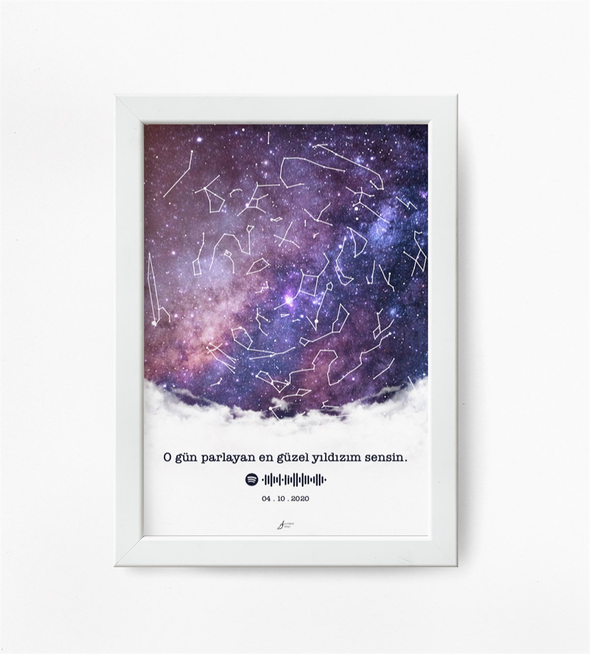 Kişiye Özel Yıldız Haritası Çerçeveli Tablo Model:Andromeda