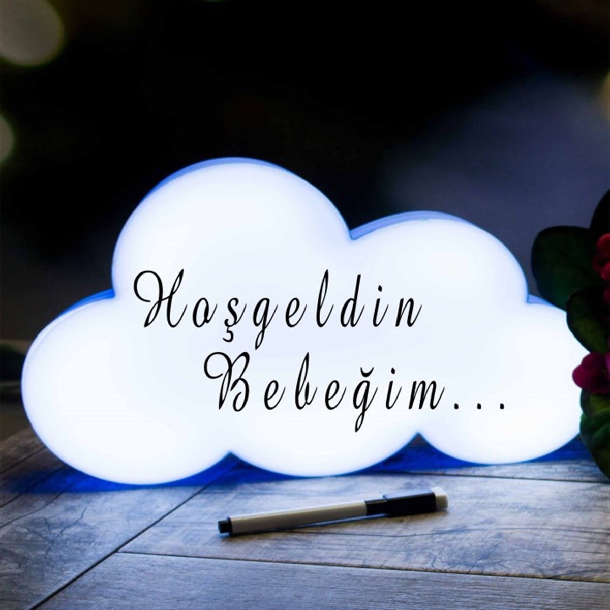 Led Işıklı Yazıp Silinebilir Neon Tabela - Bulut