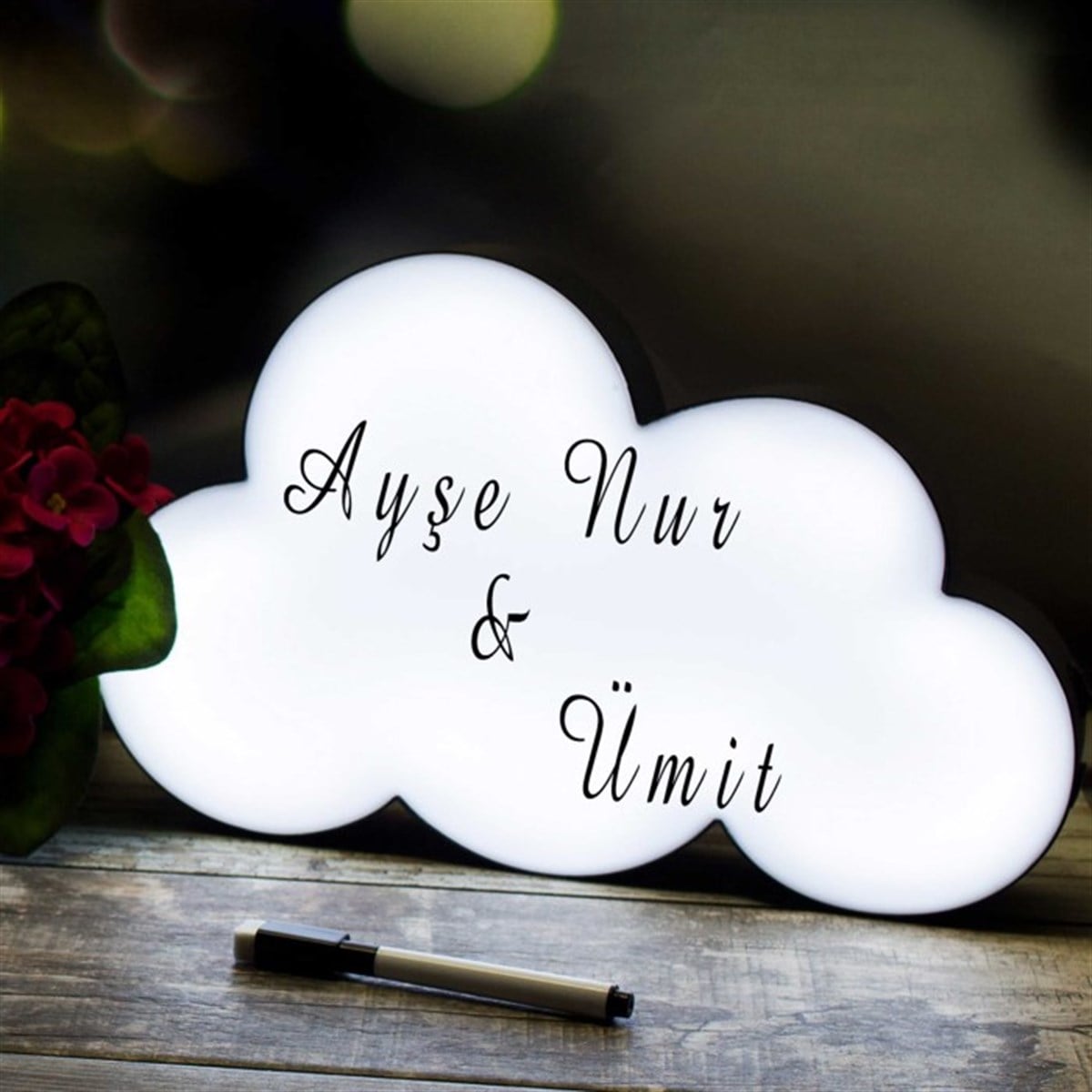 Led Işıklı Yazıp Silinebilir Neon Tabela - Bulut