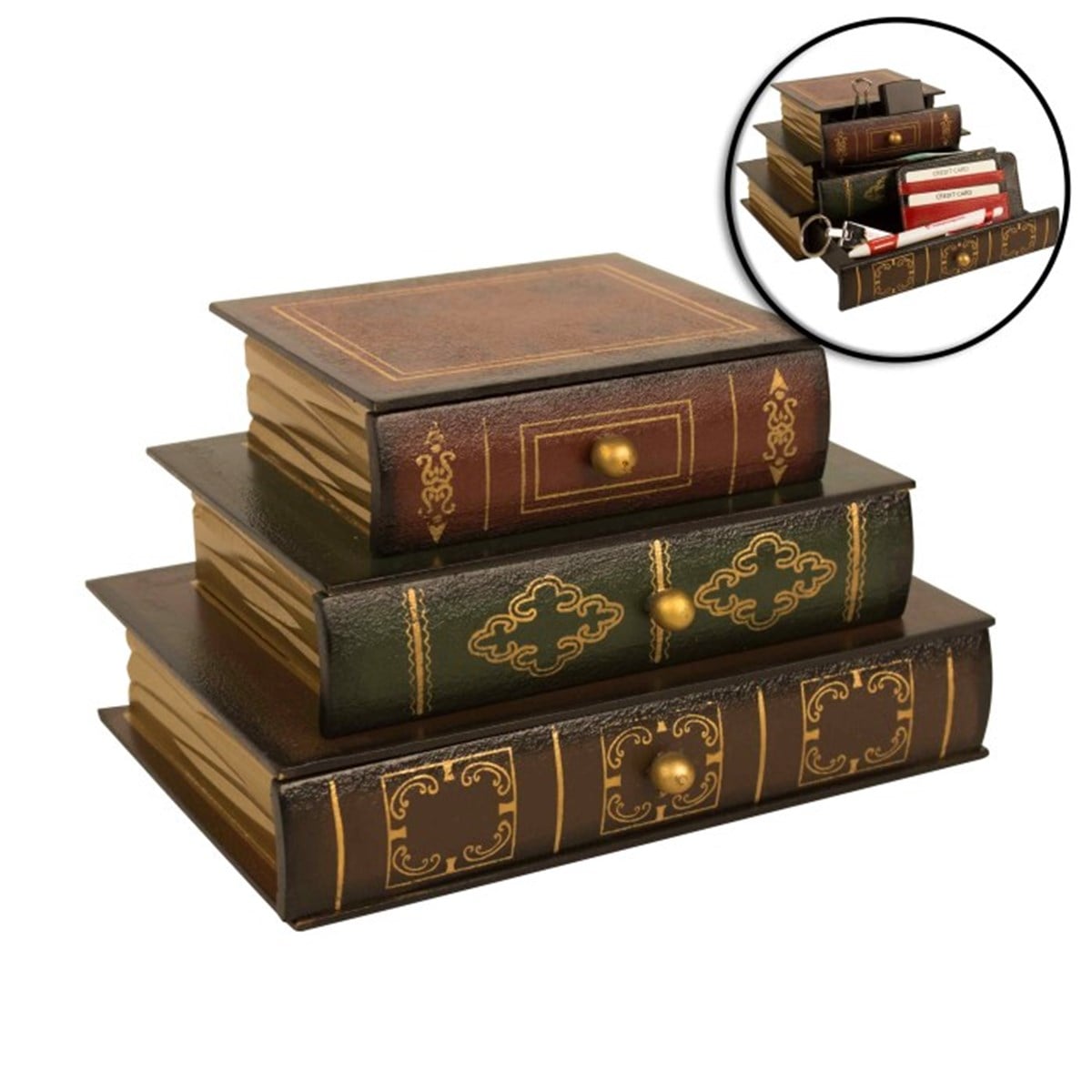 Nostaljik Kitaplar Tasarımlı Dekoratif Çekmece​li Biblo