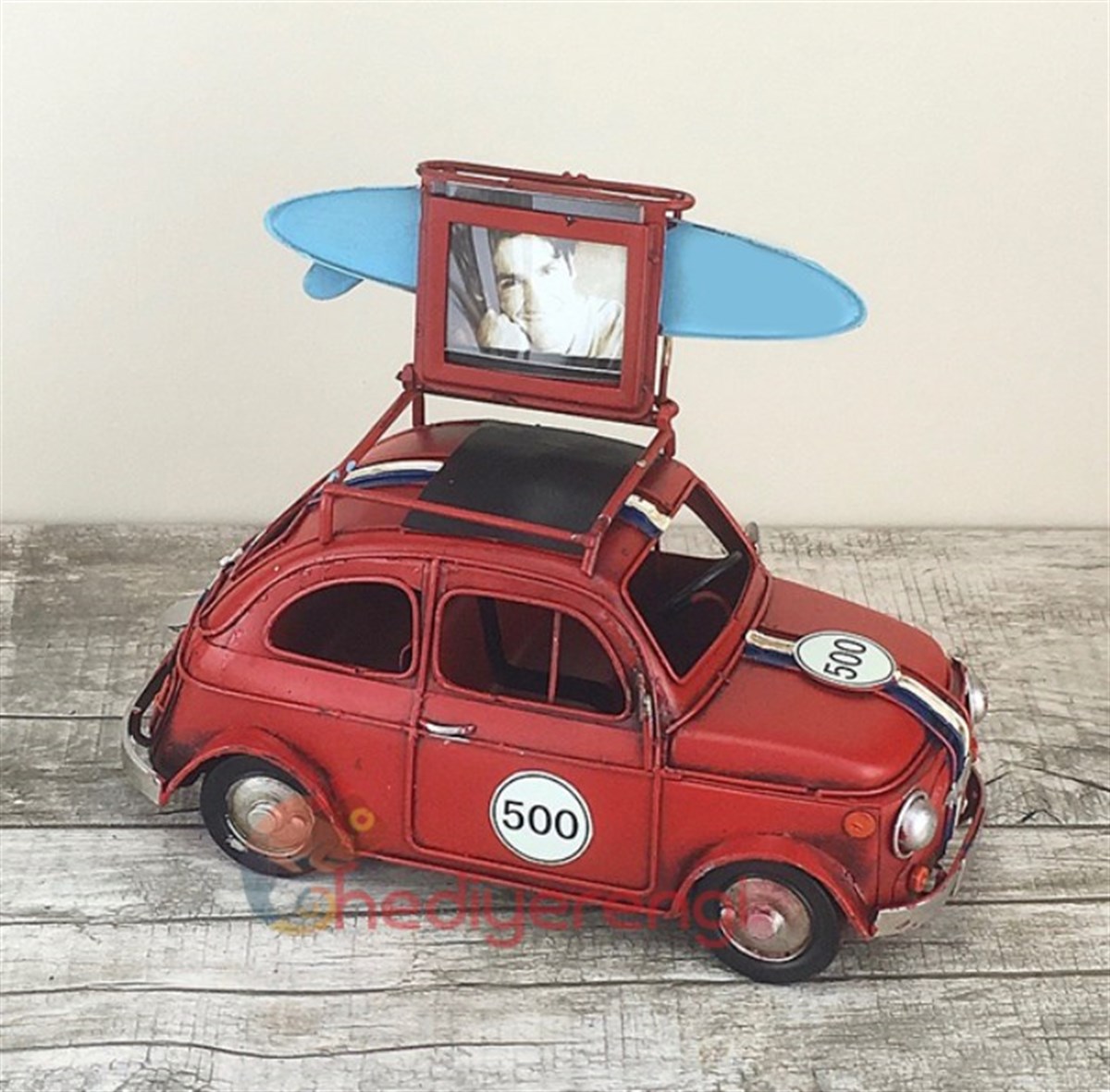 Nostaljik Metal Fiat 500 Resim Çerçeveli Orta Boy (M5393)​