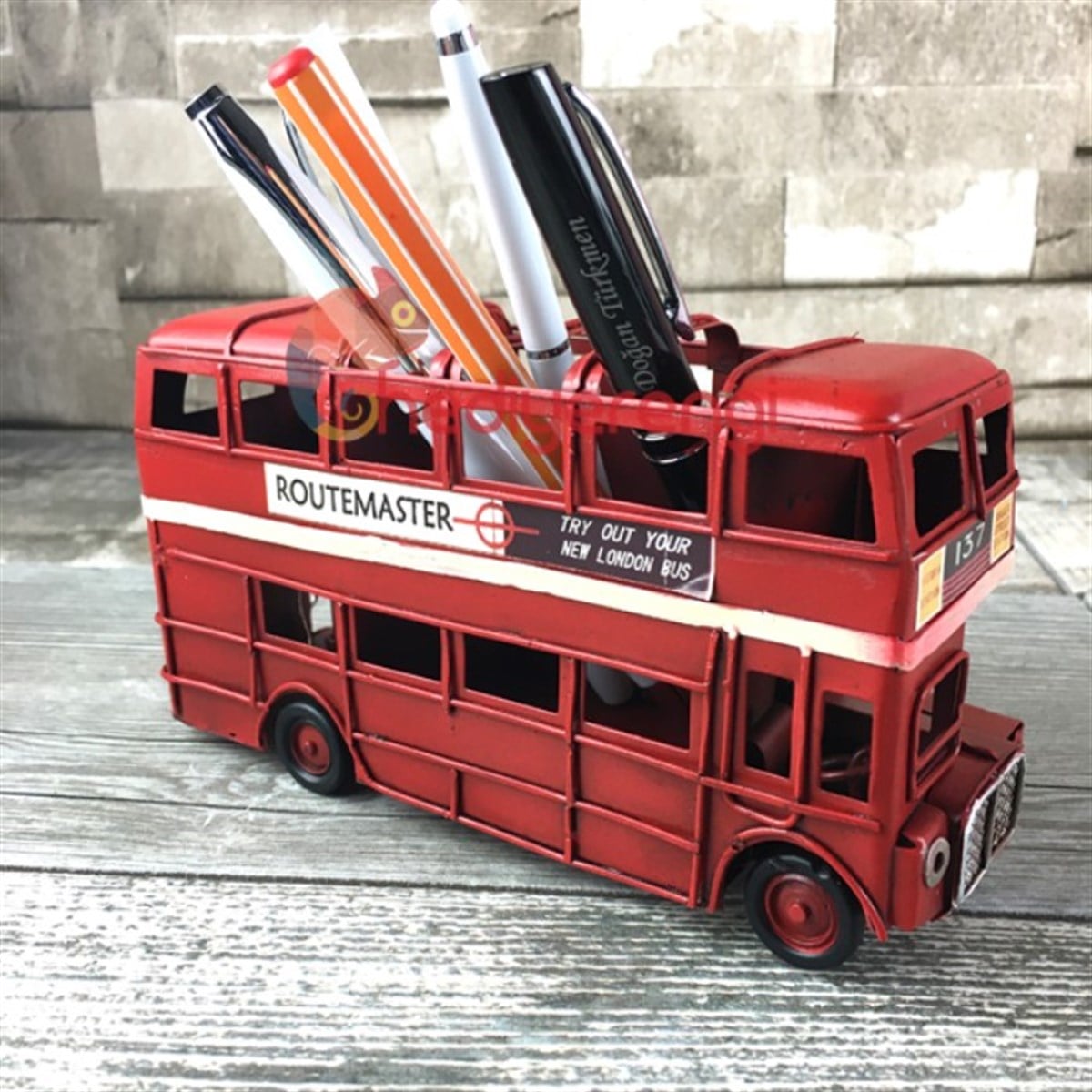 Nostaljik Metal London Bus Kalemlikli