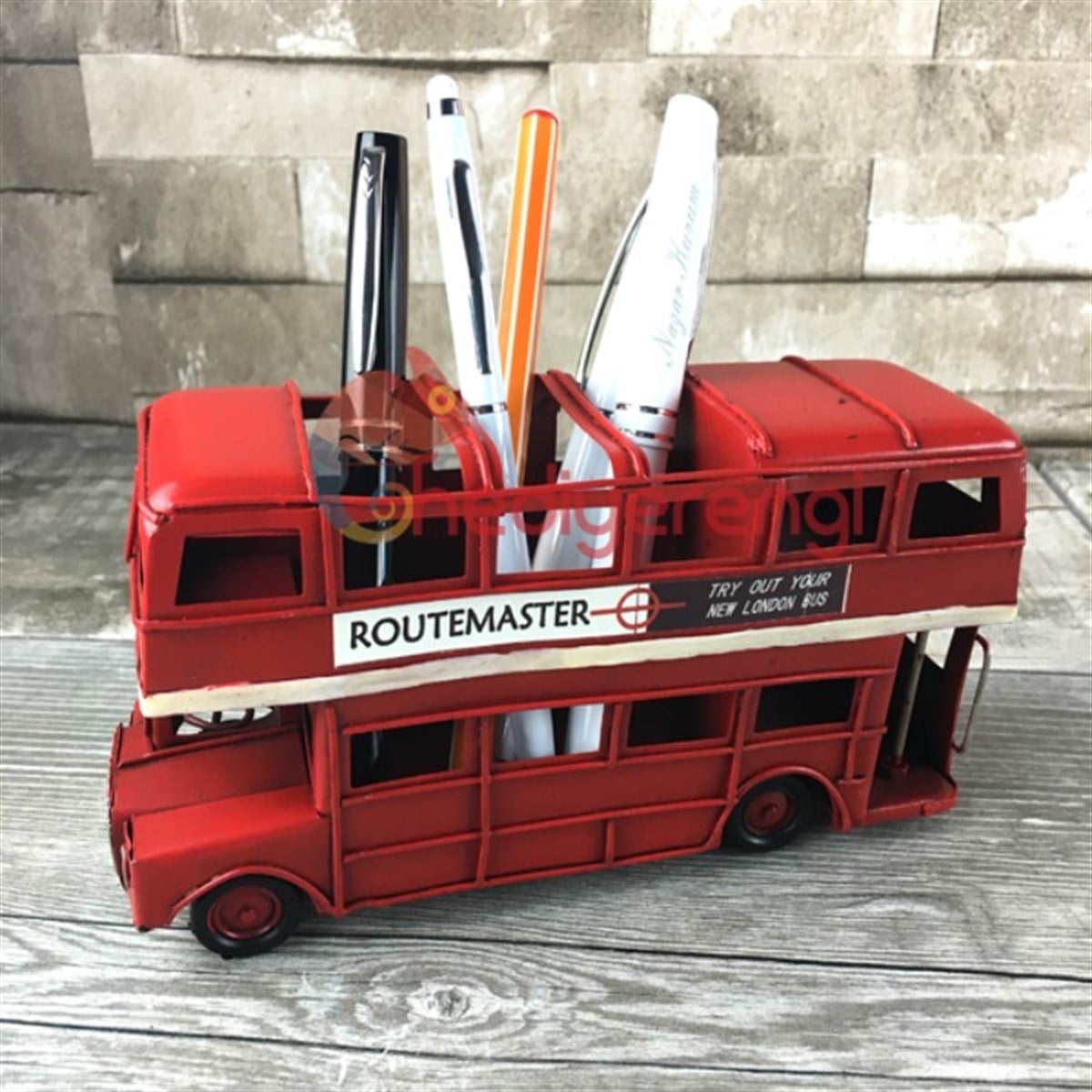 Nostaljik Metal London Bus Kalemlikli