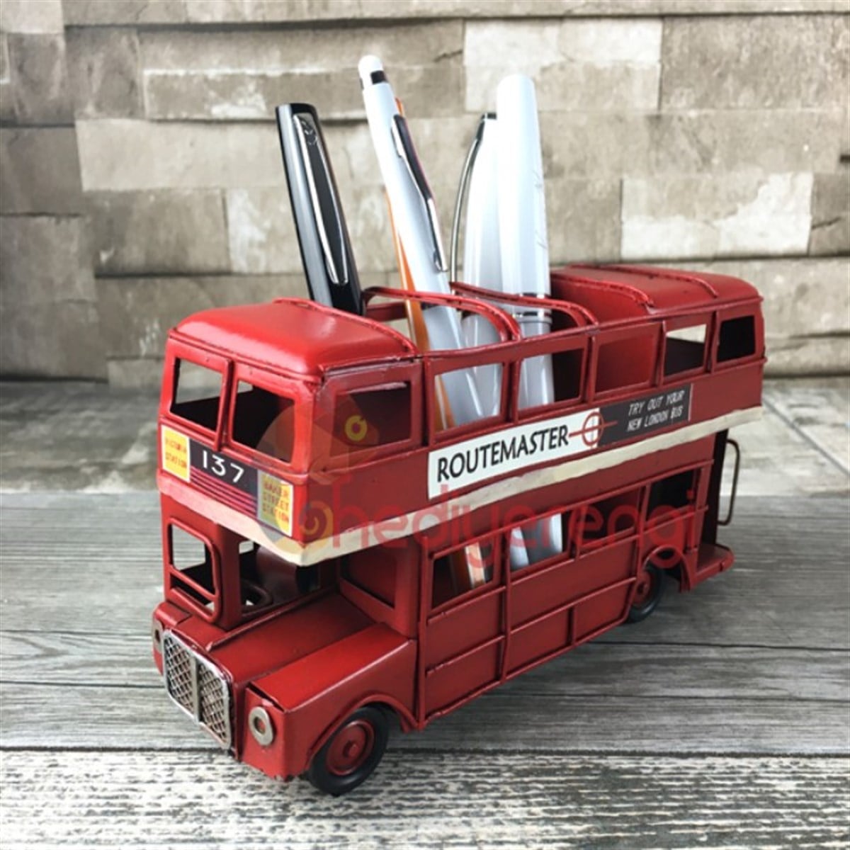 Nostaljik Metal London Bus Kalemlikli