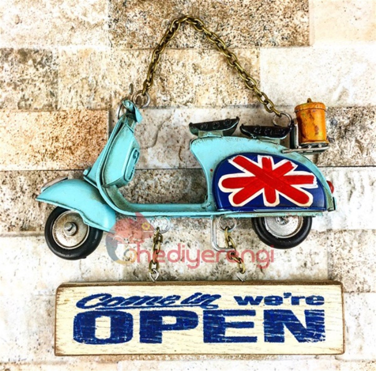 Nostaljik Metal Scooter Open - Close Kapı Askısı