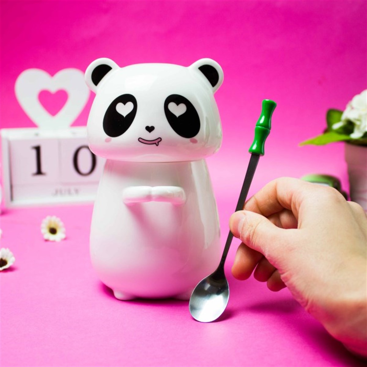 Panda Tasarımlı Kapaklı Kupa Bardak M2