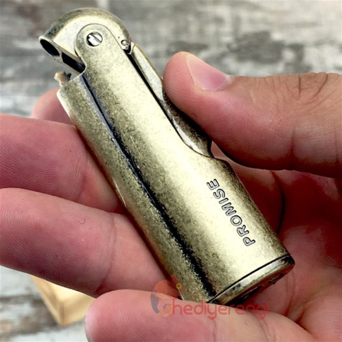 Promise Benzinli Retro Metal Çakmak Gold BCZ704