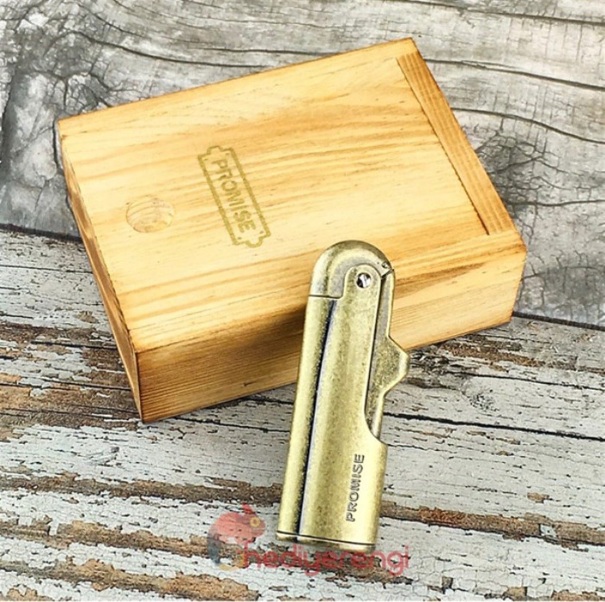 Promise Benzinli Retro Metal Çakmak Gold BCZ704