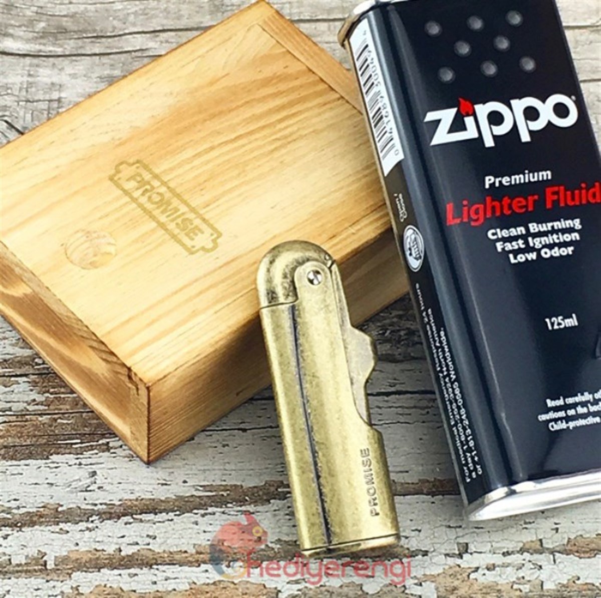 Promise Benzinli Retro Metal Çakmak Gold BCZ704