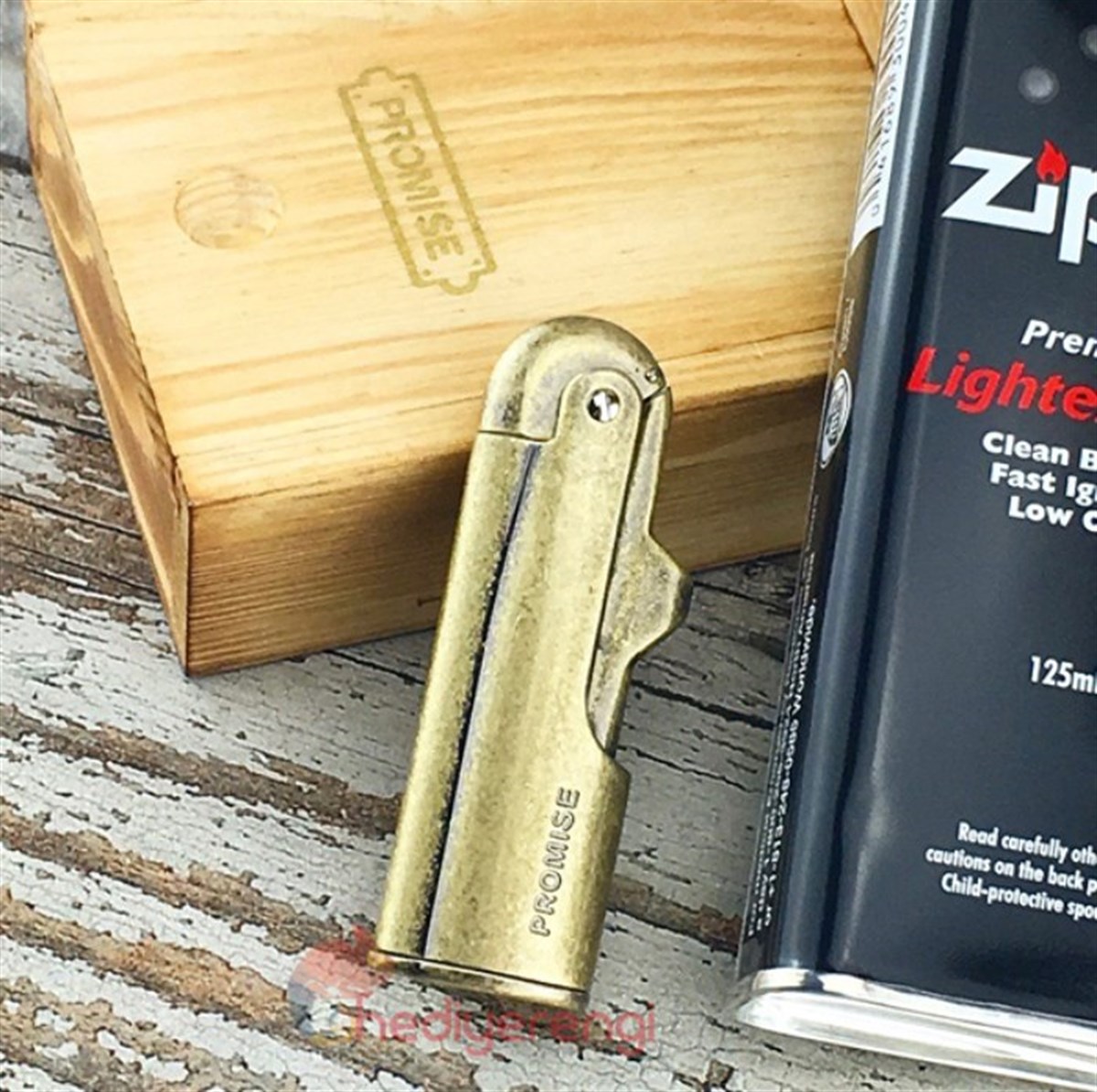 Promise Benzinli Retro Metal Çakmak Gold BCZ704