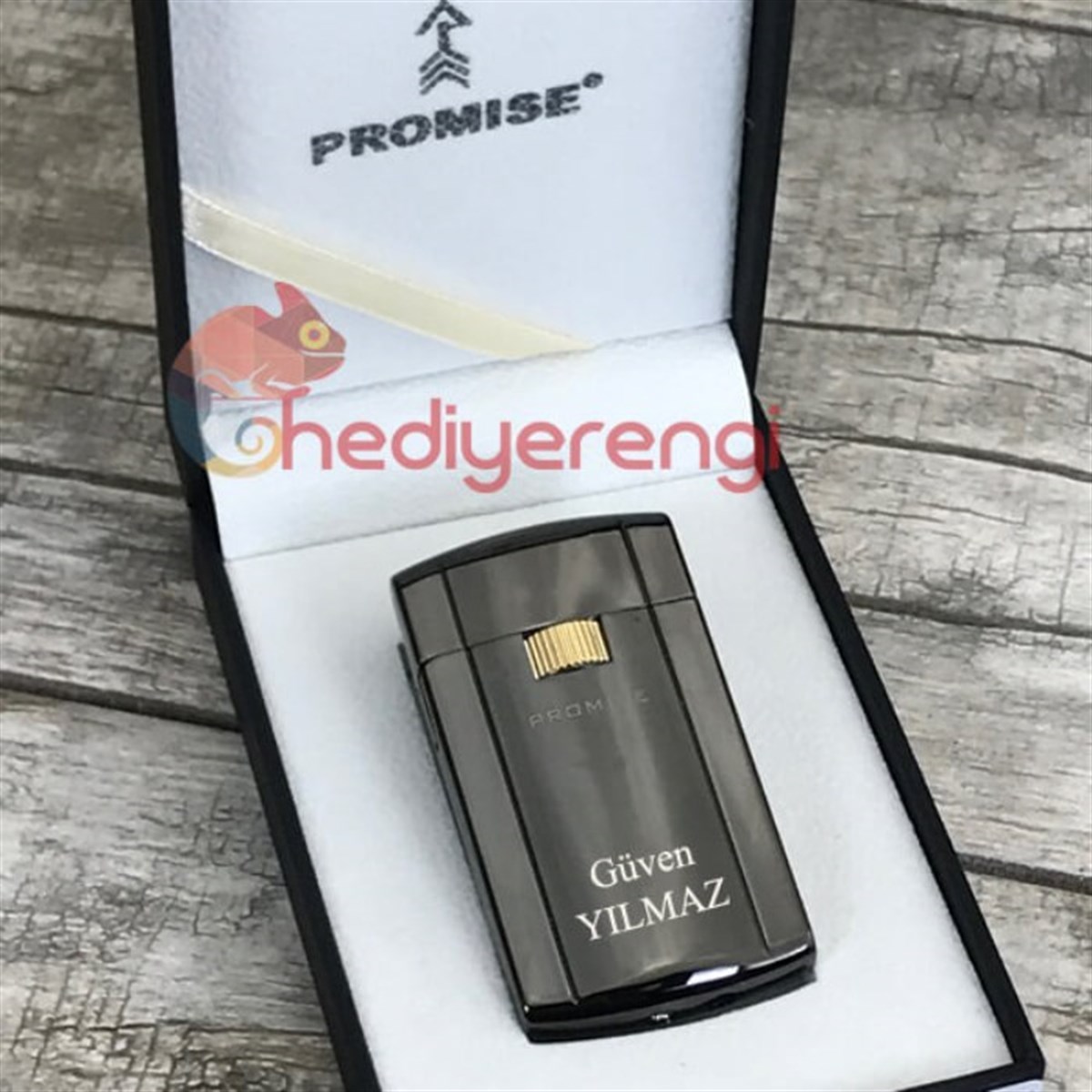 Promise Markalı İsme Özel Ortadan Ayarlı Tasarım Füme Çakmak​