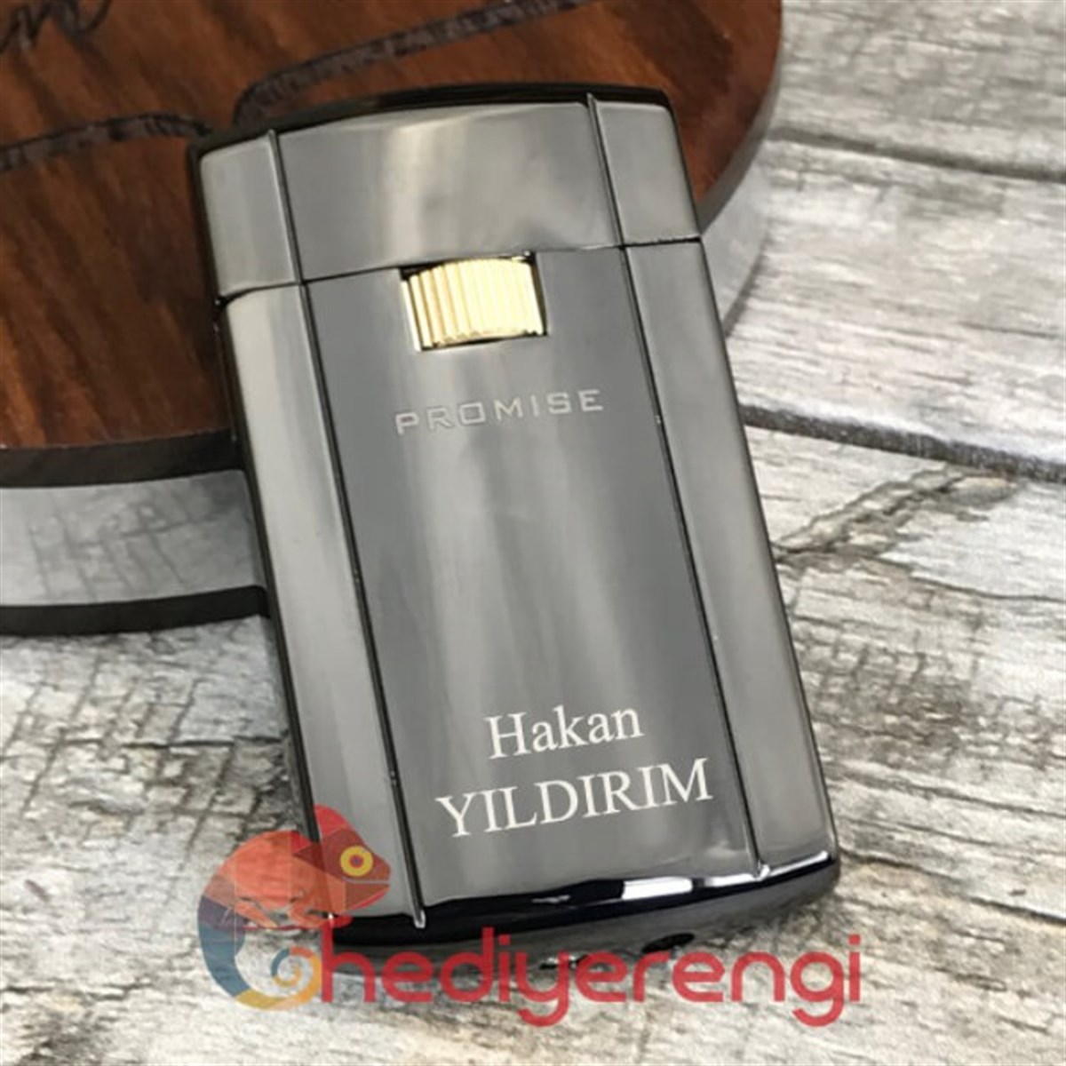 Promise Markalı İsme Özel Ortadan Ayarlı Tasarım Füme Çakmak​